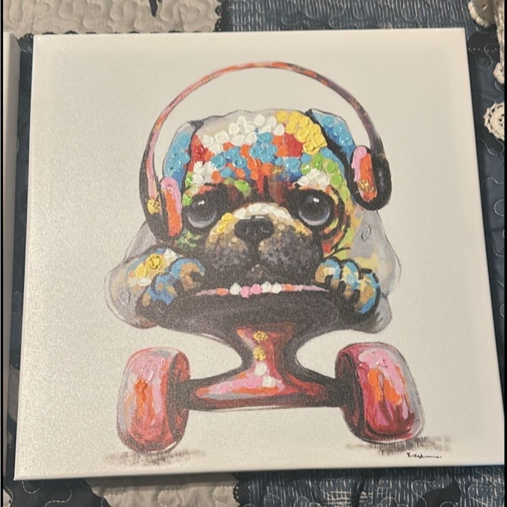 3 mixed media canvas painted cute animals art print - Picture 7 of 8